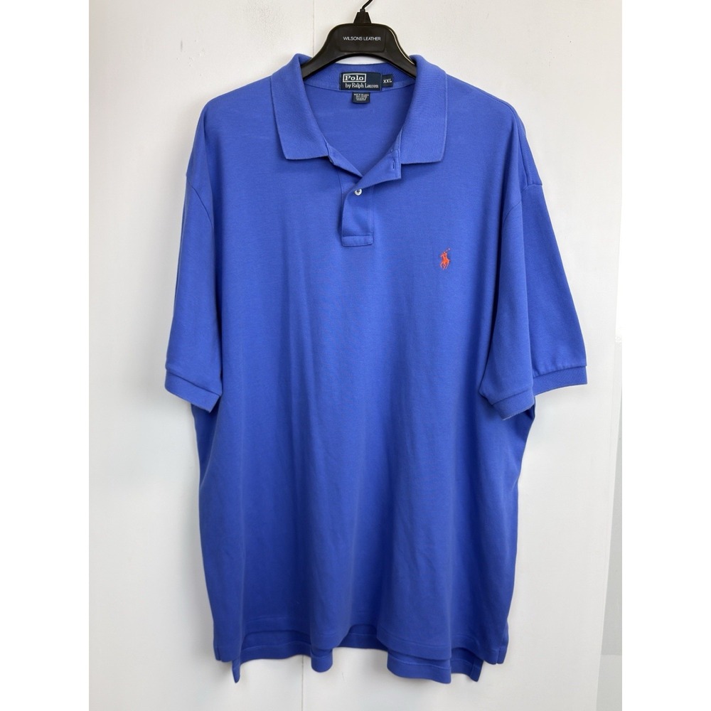 Polo Ralph‎ Lauren Mens XXL Polo Shirt Blue Orange Pony Logo Soft Cotton